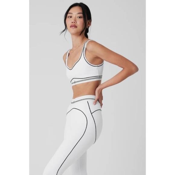 Alo Yoga Airbrush Heart Throb Bra White/Black S - Picture 4 of 7